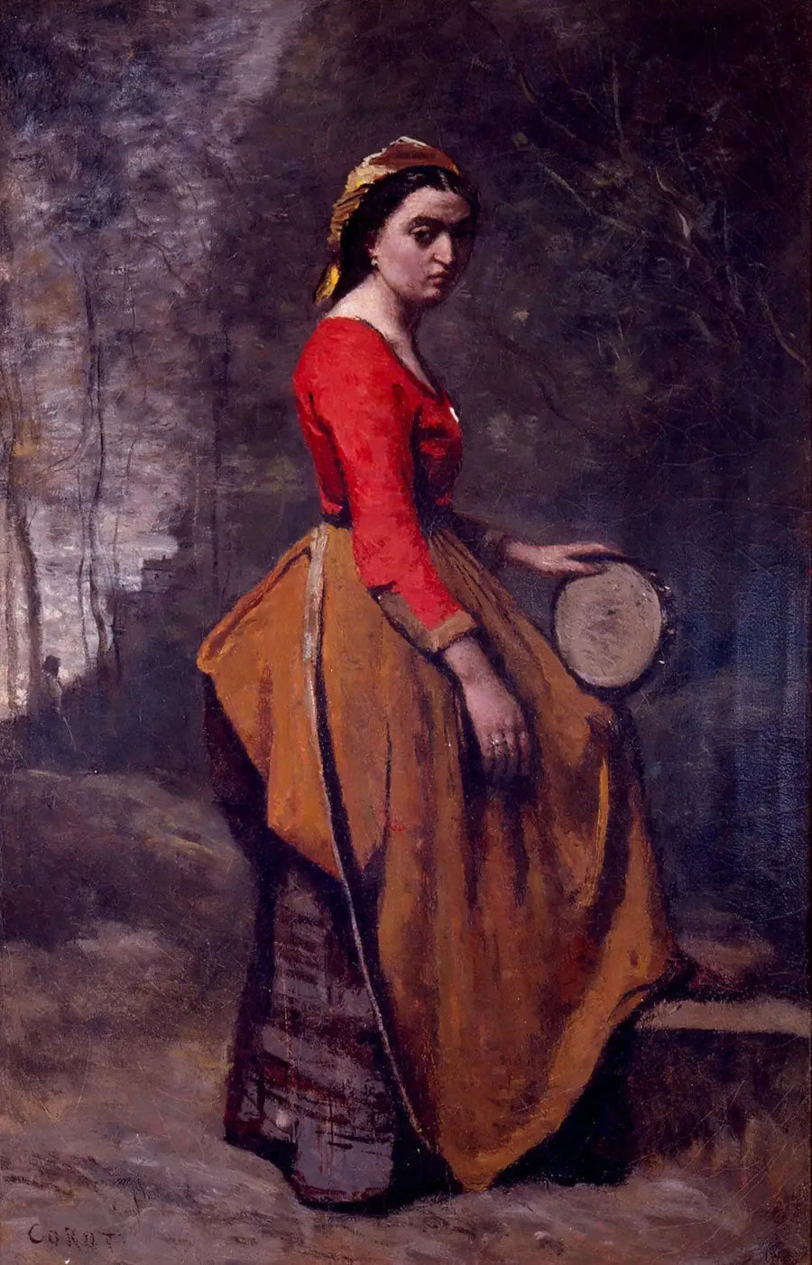 Bohemian Woman with Tambourine - Jean-Baptiste Camille Corot