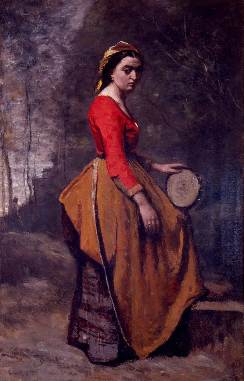 Bohemian Woman with Tambourine - Jean-Baptiste Camille Corot