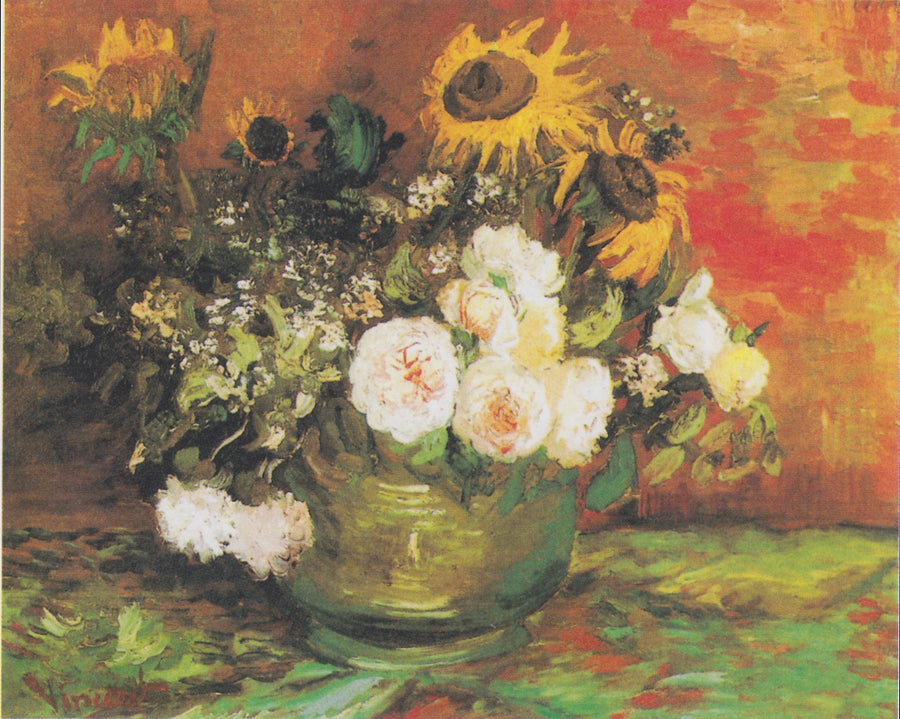 Bowl with sunflowers, roses, and other flowers - Vincent van Gogh