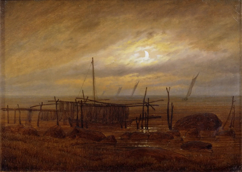 Seaside at Moonlight - Caspar David Friedrich