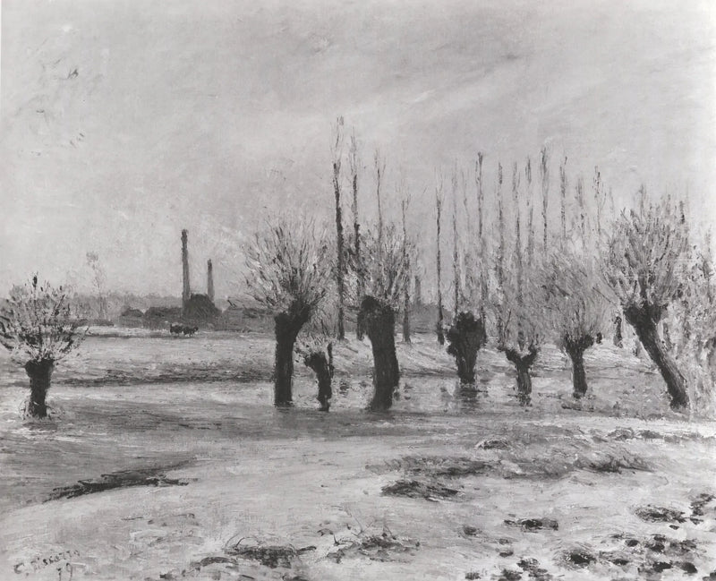 Banks of the Oise at Pontoise, snow effect - Camille Pissarro