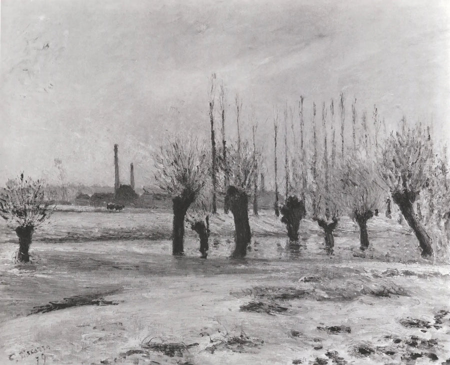 Banks of the Oise at Pontoise, snow effect - Camille Pissarro