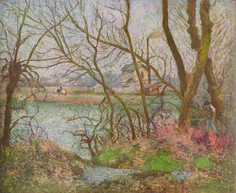 Banks of the Oise, near Pontoise, gray weather - Camille Pissarro