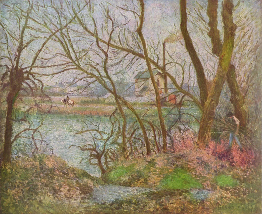 Banks of the Oise, near Pontoise, gray weather - Camille Pissarro