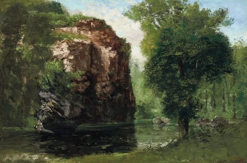 Loue Riverbanks with rocks on the left - Gustave Courbet