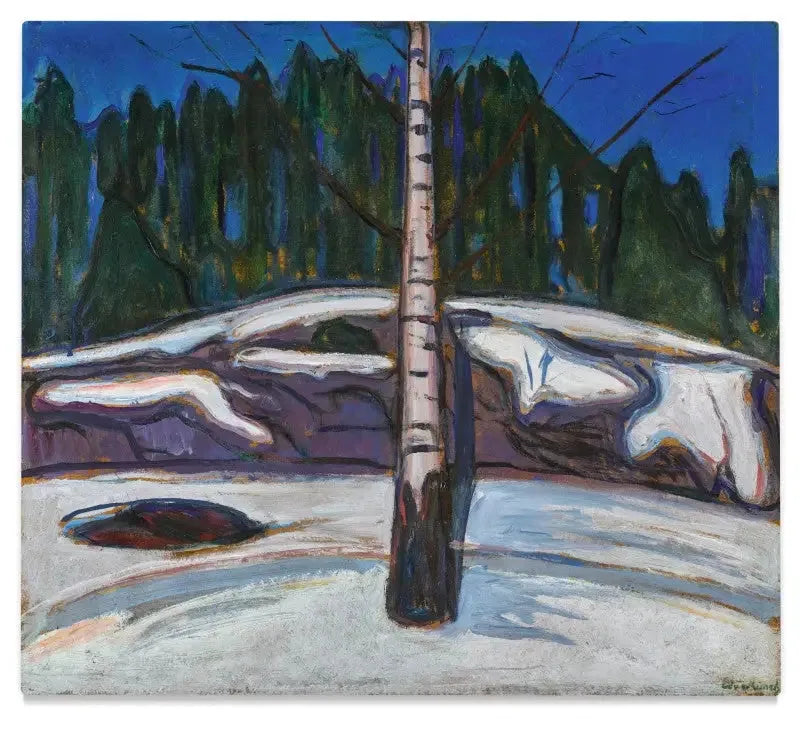 Birch in the Snow - Edvard Munch