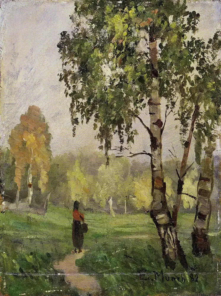 Birches with Women Walking - Edvard Munch