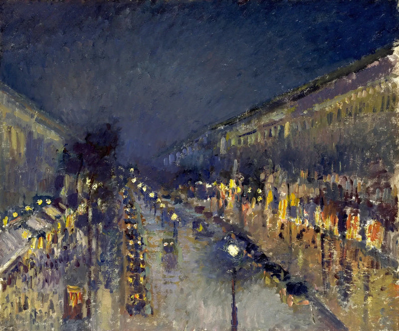 Boulevard Montmartre at Night - Camille Pissarro