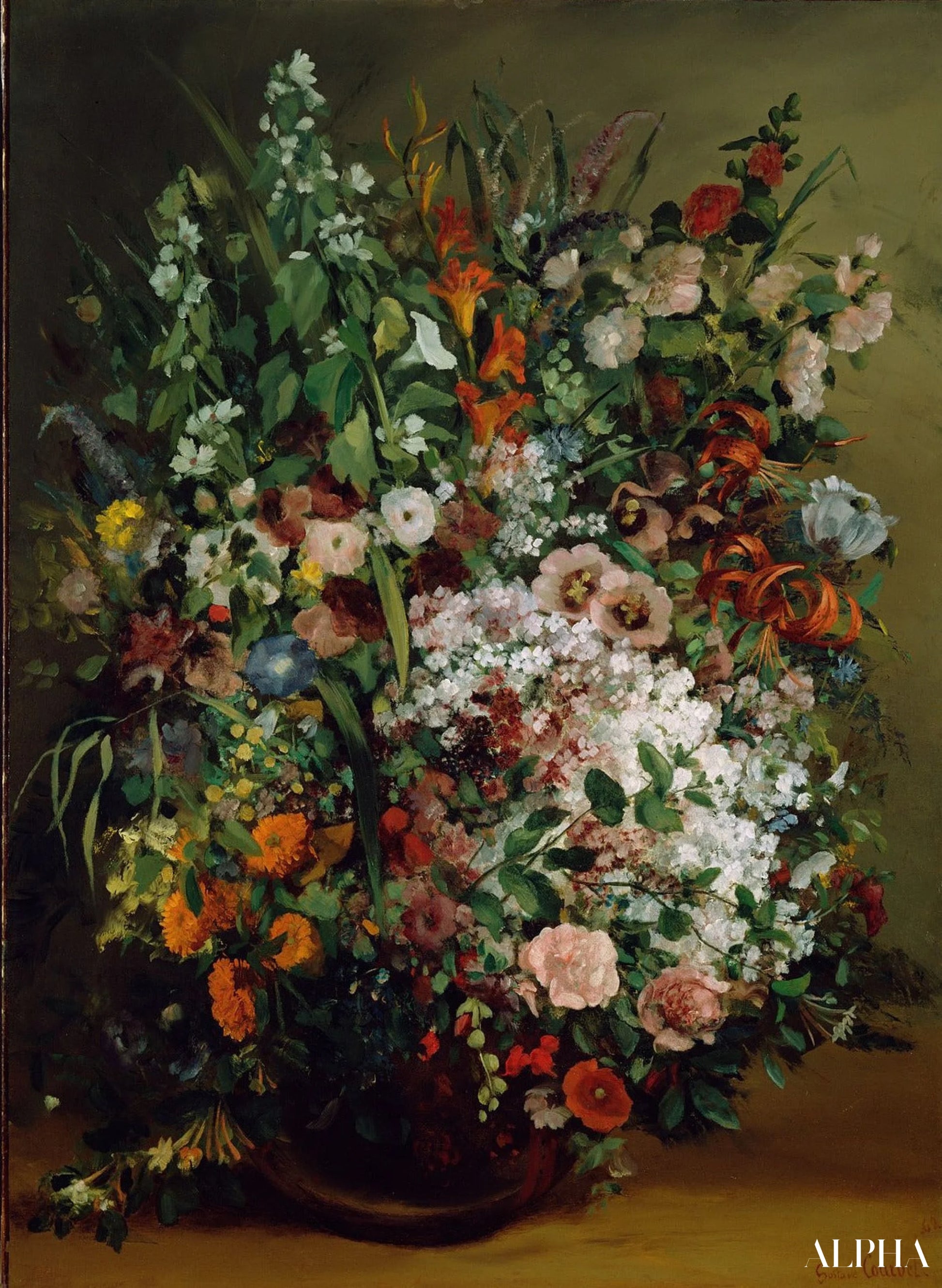 Bouquet de fleurs dans un vase - Gustave Courbet - Reproductions de tableaux et peintures haut de gamme