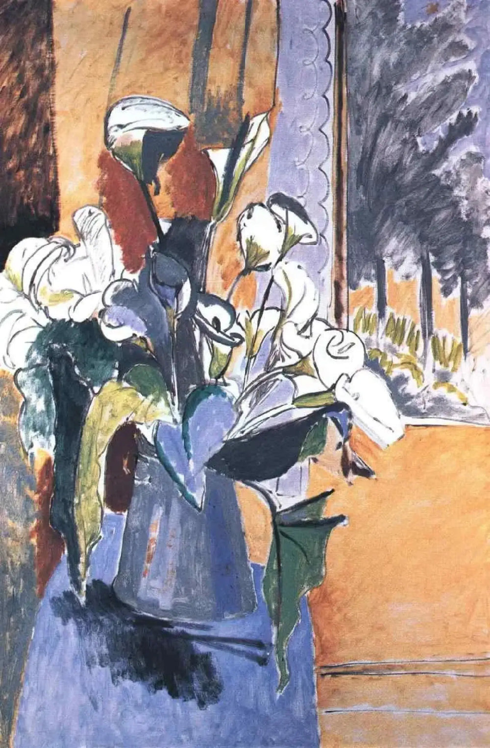 Reproduction du tableau « Bouquet de fleurs sur une véranda - Henri Matisse » par Alpha Reproduction en peinture à l’huile