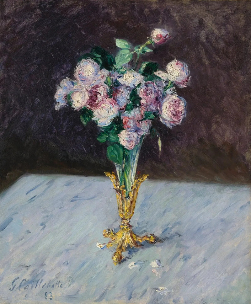 Bouquet of Roses in a Crystal Vase - Gustave Caillebotte