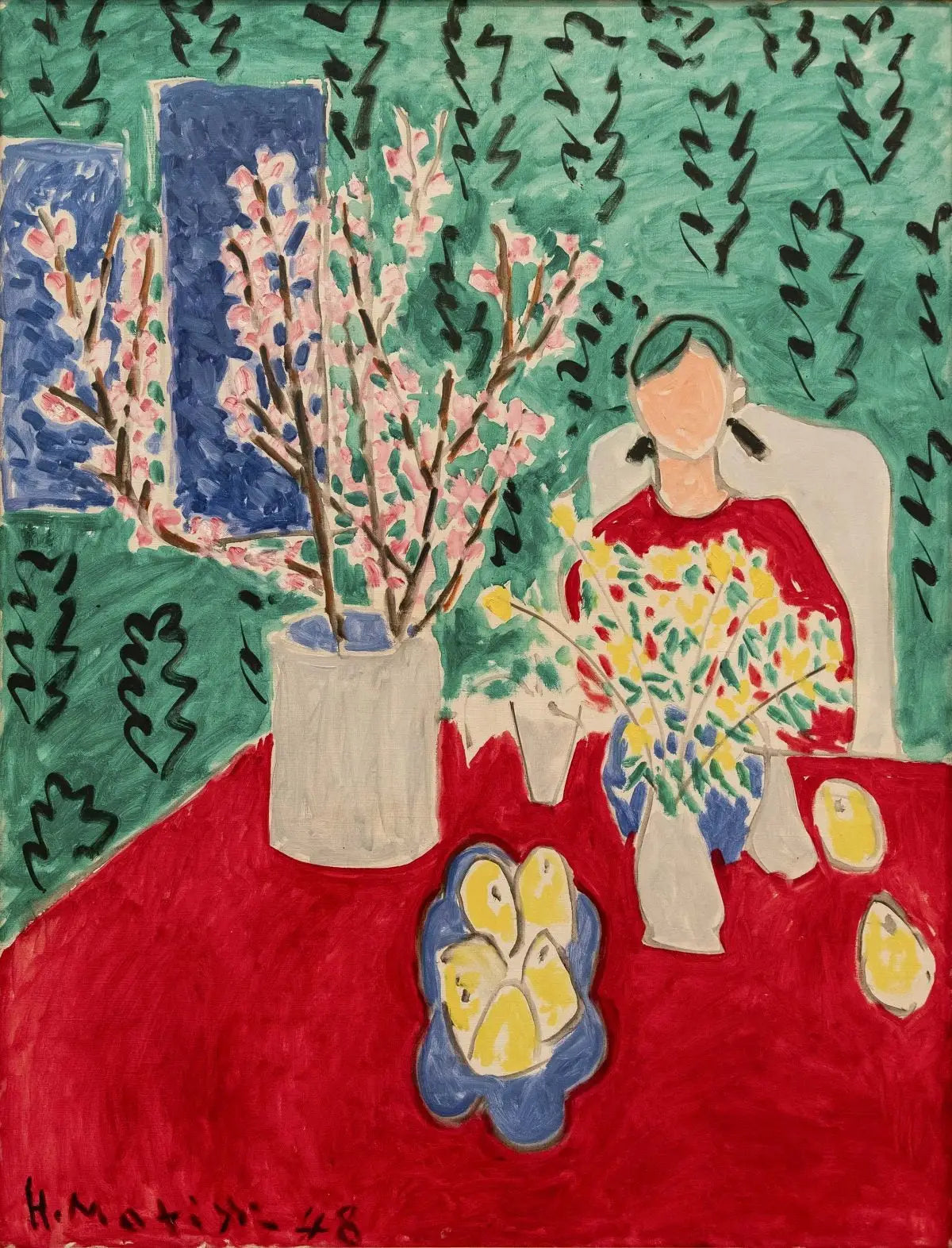 Reproduction du tableau « Branche de prunier, fond vert - Henri Matisse » par Alpha Reproduction en peinture à l’huile