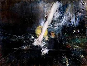 Arm holding a vase of flowers - Giovanni Boldini