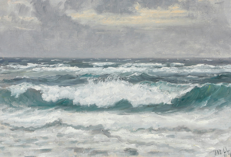 Breaking the waves at Skagen Sønderstrand. -Michael Peter Ancher