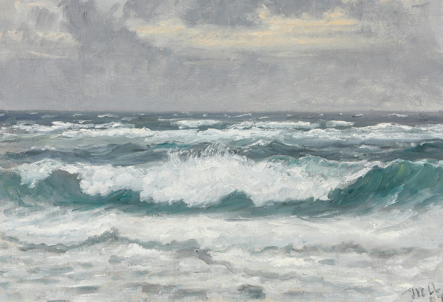 Breaking the waves at Skagen Sønderstrand. -Michael Peter Ancher
