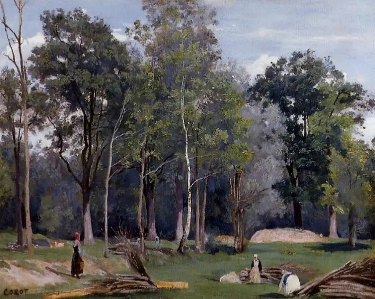 Burnt trees in a meadow at the edge of the woods. Ville d'Avray - Jean-Baptiste Camille Corot