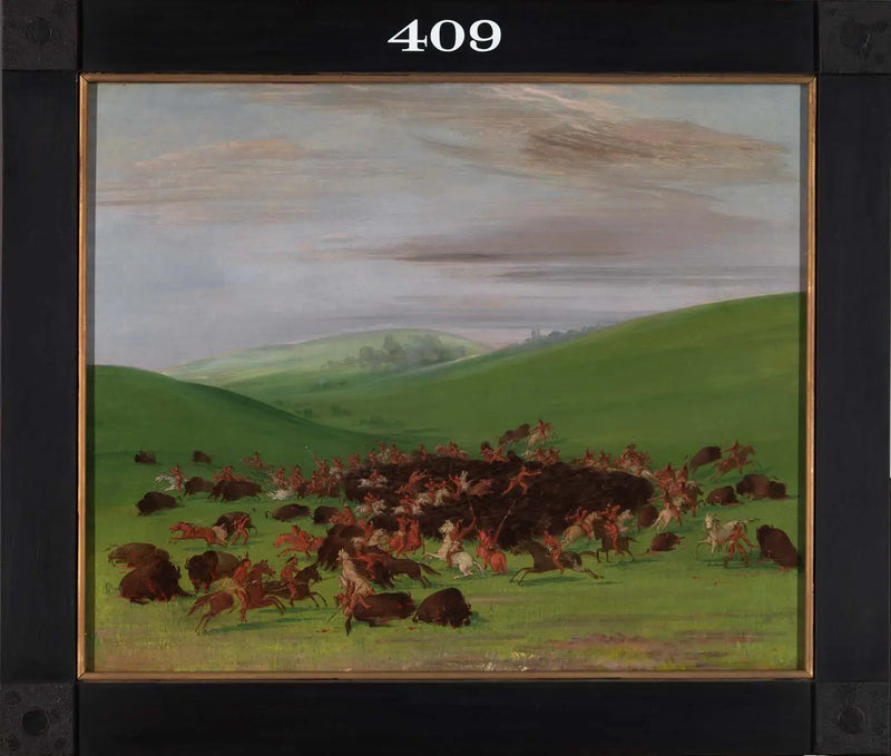 Buffalo Chase, surrounded by the Hidatsas - George Catlin