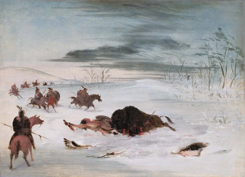 Dying Male Buffalo in a Snowdrift - George Catlin