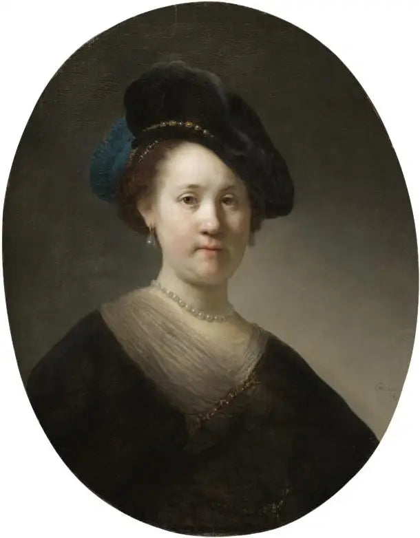 Bust of a young woman in a feathered beret - Rembrandt