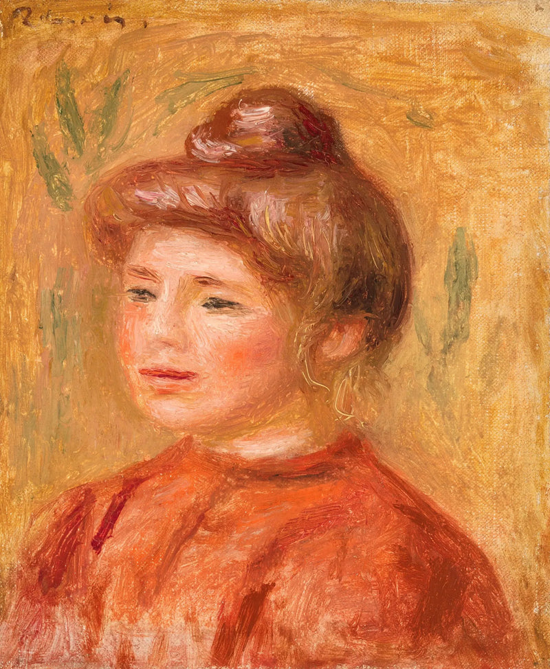 Bust of a Woman in Red - Pierre-Auguste Renoir