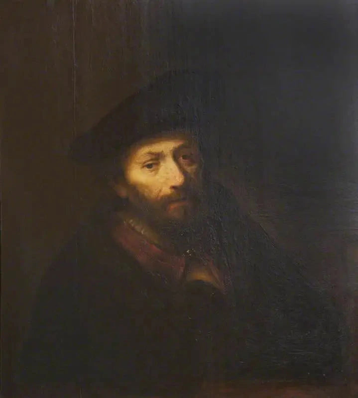 Bust of a man with a beard and beret - Rembrandt