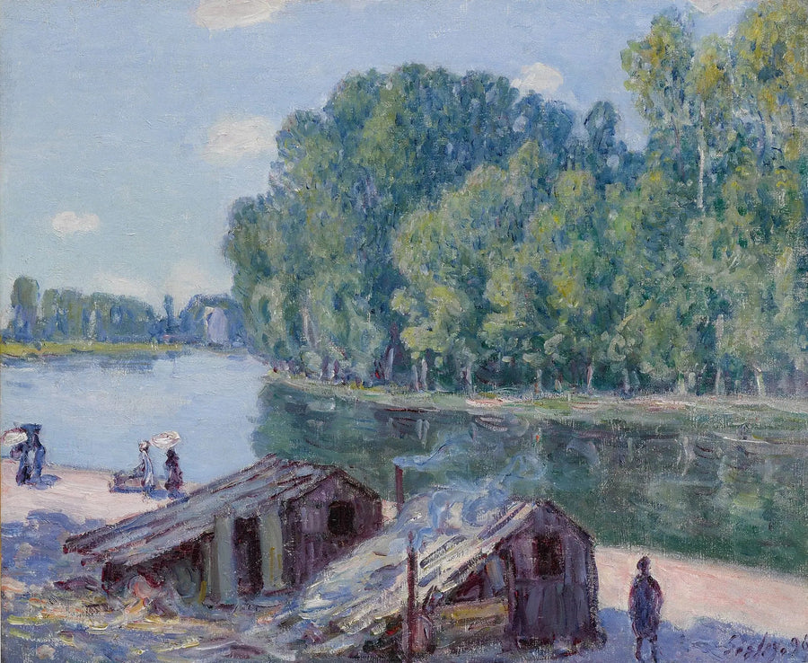 Cottages by the Loing Canal, Sunlight Effect - Alfred Sisley