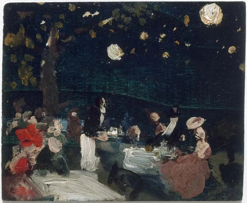 Night Café with Japanese Lanterns - Robert Henri