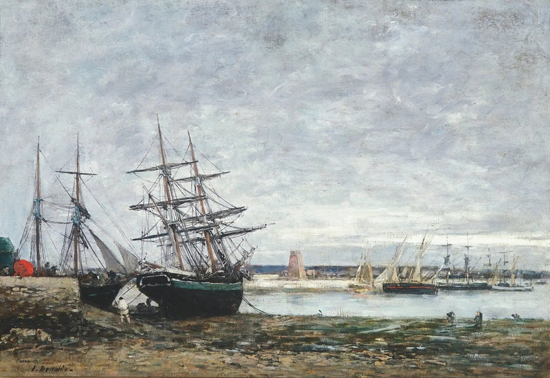 Camaret, low tide in the harbor - Eugène Boudin