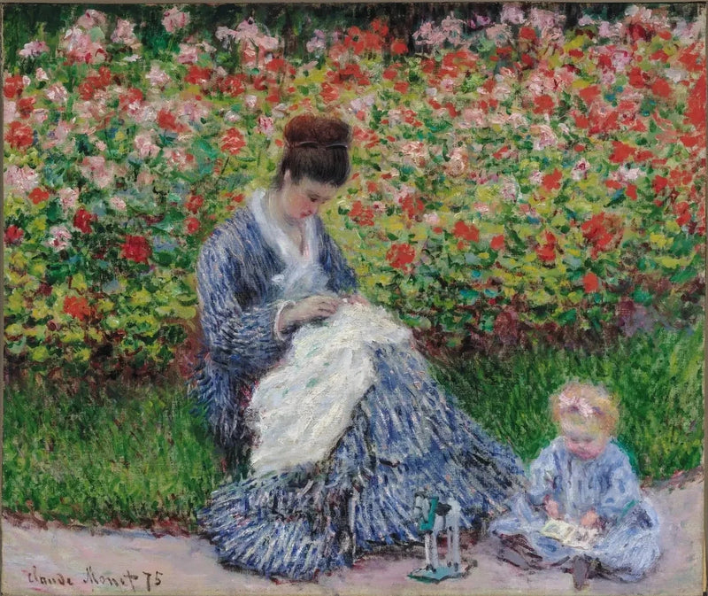 Camille Monet and a child in the garden W382 - Claude Monet