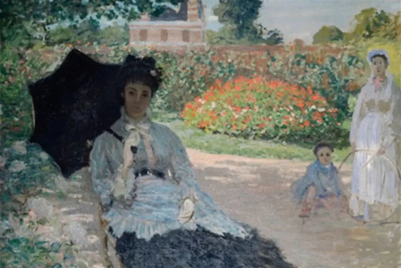 Camille in the garden with Jean and her good W280 - Claude Monet