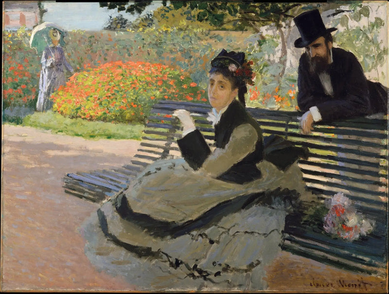 Camille Monet on a garden bench - Claude Monet