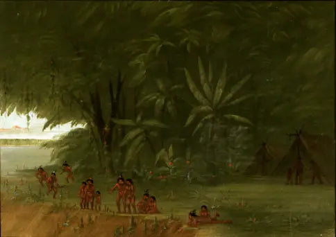 Mauhees Encampment - George Catlin