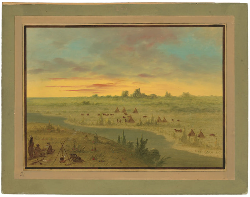 Pawnee Indian Camp at Sunset - George Catlin