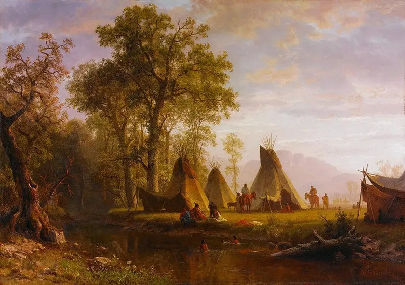 Indian Camp, Late Afternoon - Albert Bierstadt