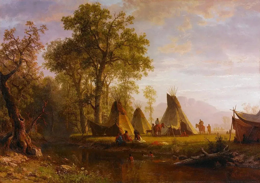 Indian Camp, Late Afternoon - Albert Bierstadt