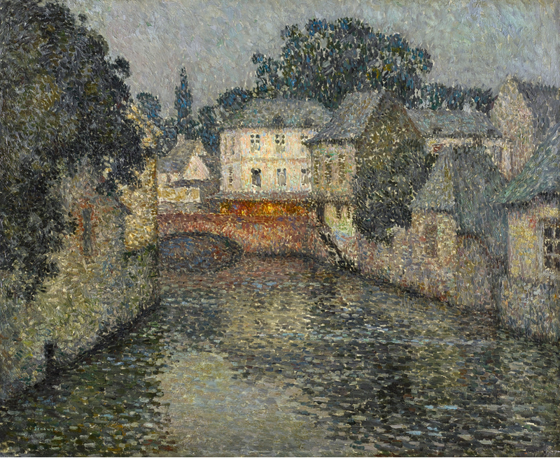 Canal with White House, Harfleur - Henri Le Sidaner