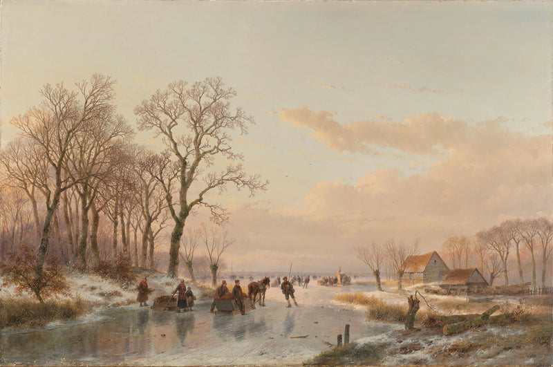 Un canal gelé près de la Meuse - Andreas Schelfhout