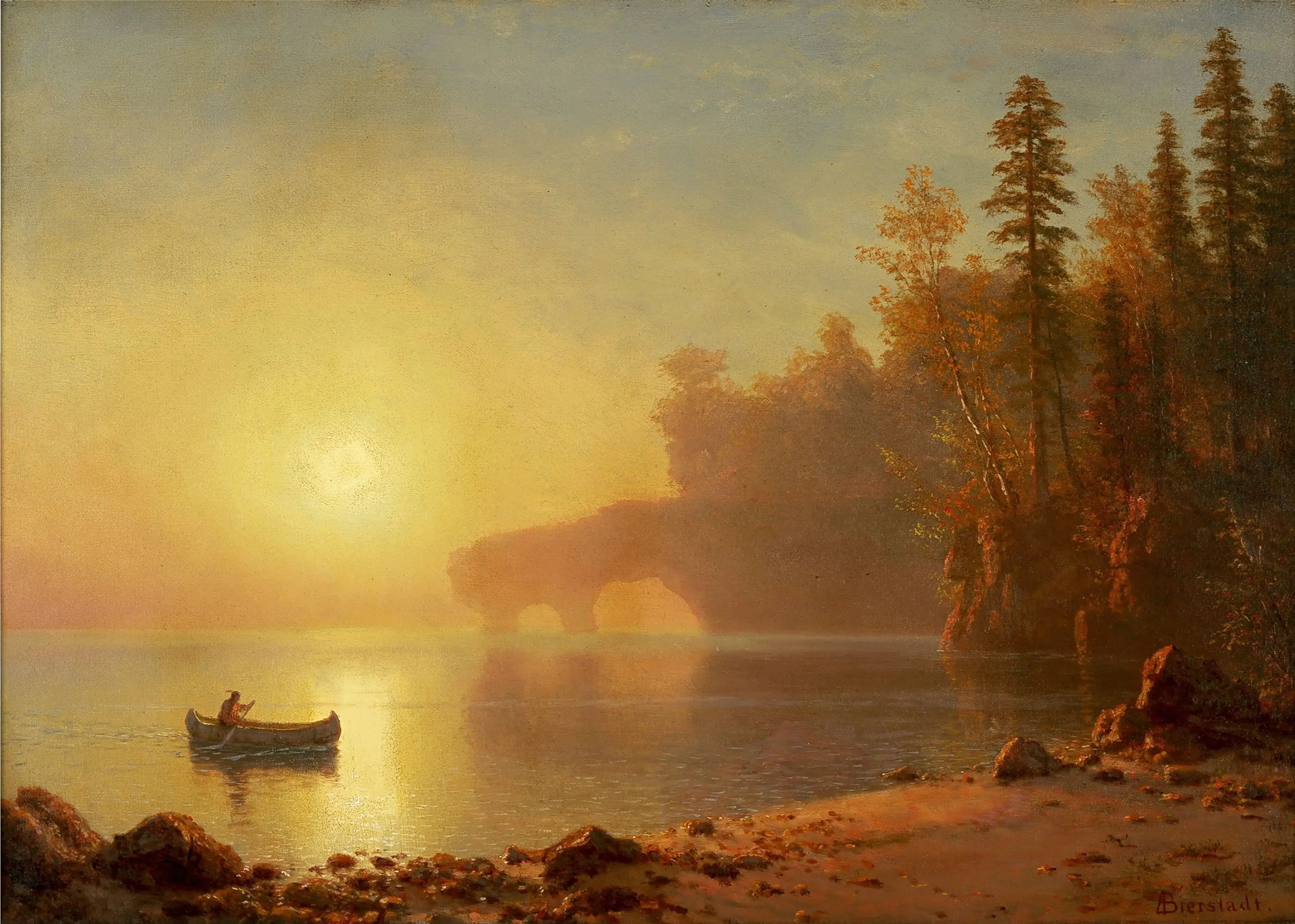 Canoë indien - Albert Bierstadt - Alpha Reproduction