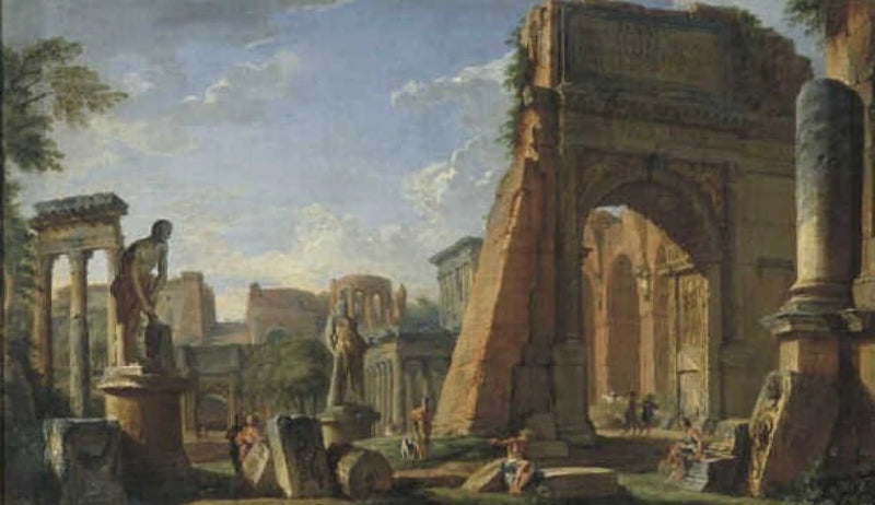 Capriccio with motifs of the Roman Forum - Giovanni Paolo Panini