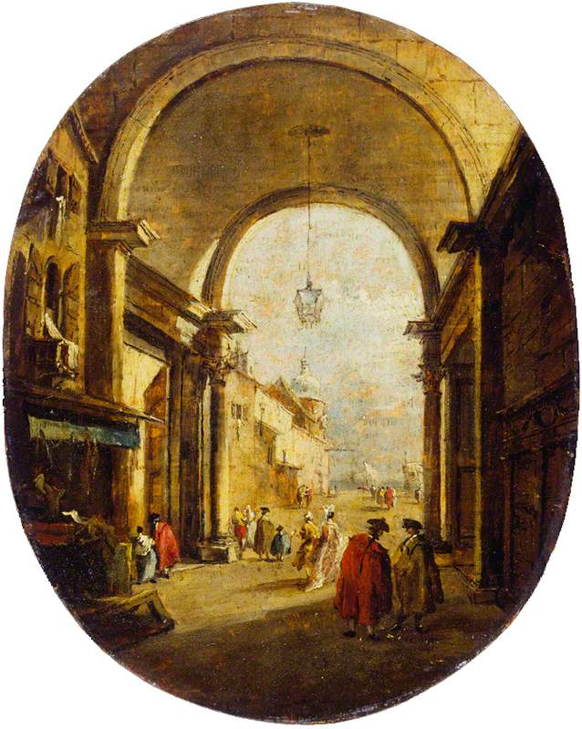 Capriccio with the Torre dell'Orologio Arch - Francesco Guardi
