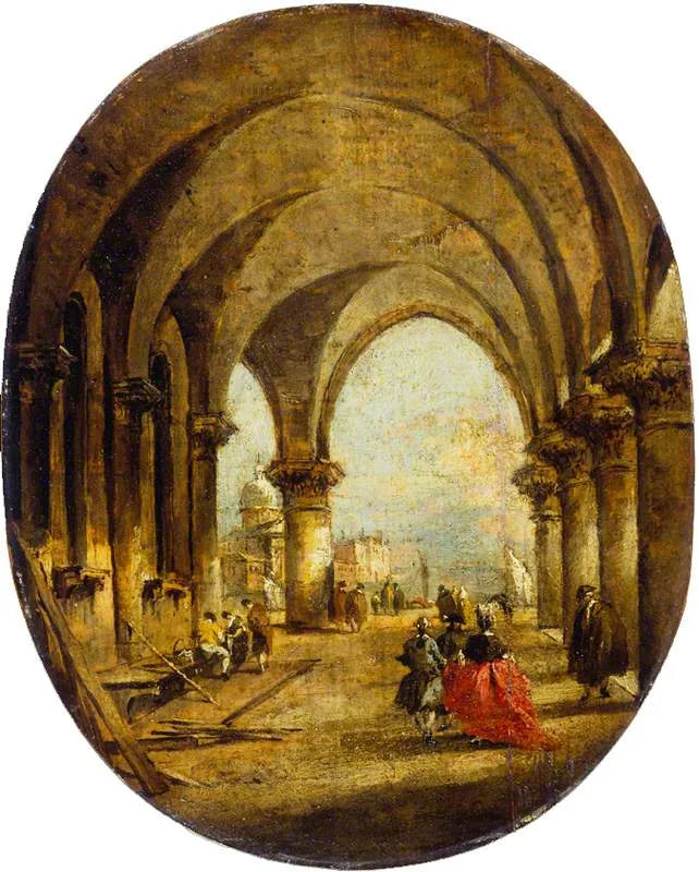 Capriccio with the arcade of the Doges' Palace and San Giorgio Maggiore - Francesco Guardi