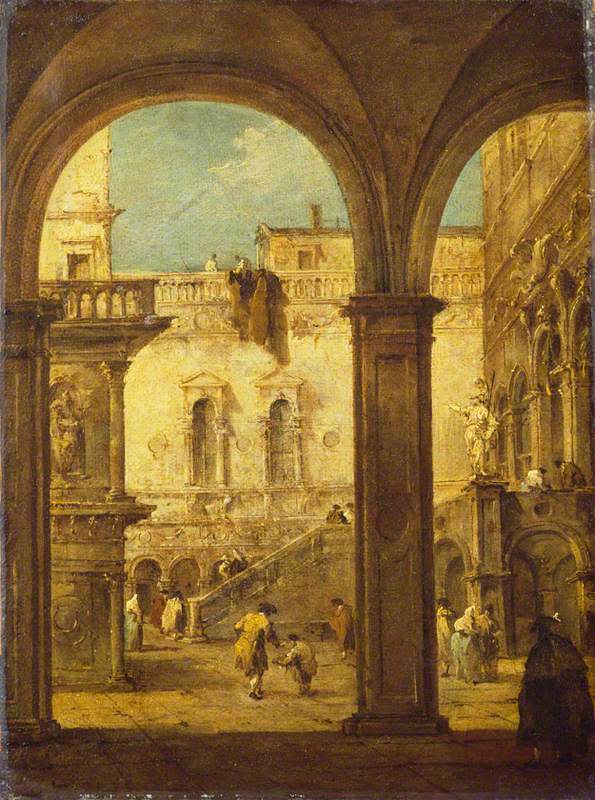 Capriccio with the Courtyard of the Doges' Palace - Francesco Guardi