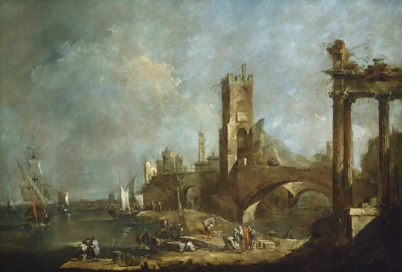 Capriccio of a port - Francesco Guardi