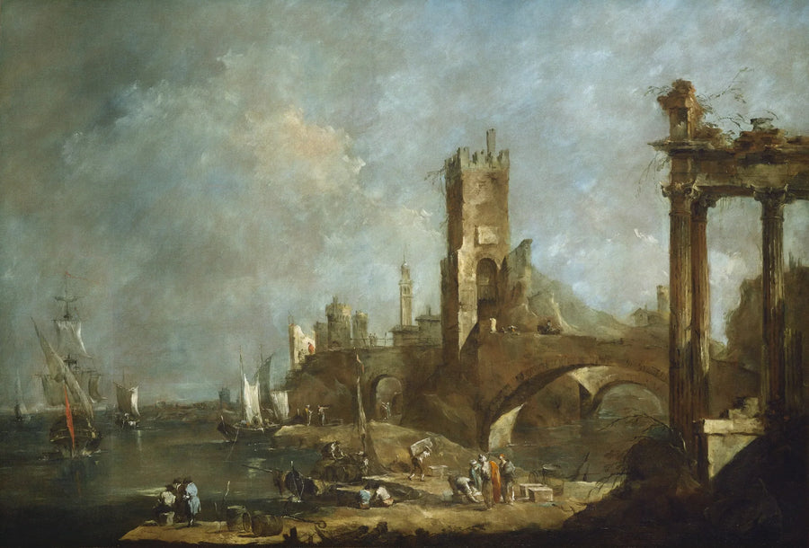 Capriccio of a port - Francesco Guardi