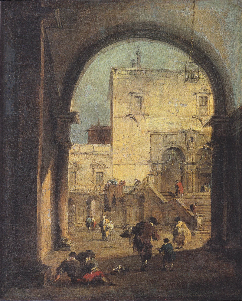 Venetian Capriccio: view of a square and a palace - Francesco Guardi