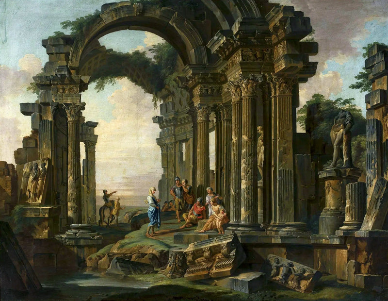 Architectural Caprice with Roman Ruins - Giovanni Paolo Panini