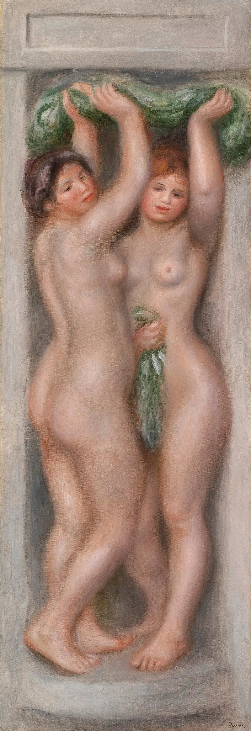 Caryatids (Caryatids); also called Two Bathers (decorative panel) - Pierre-Auguste Renoir