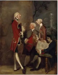 Caricature of Thomas Brudenell, Baron Bruce, of the Honourable John Ward, of Joseph Leeson, future 2nd Earl of Milltown, and of Joseph Henry de Shafford. - Joshua Reynolds