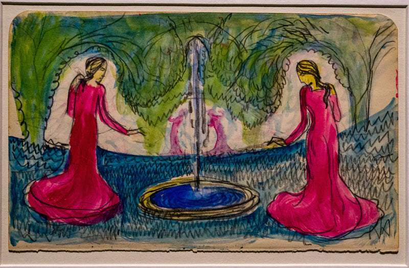 Sketchbook No. 27 A S. 22 verso Round at the Fountain - August Macke