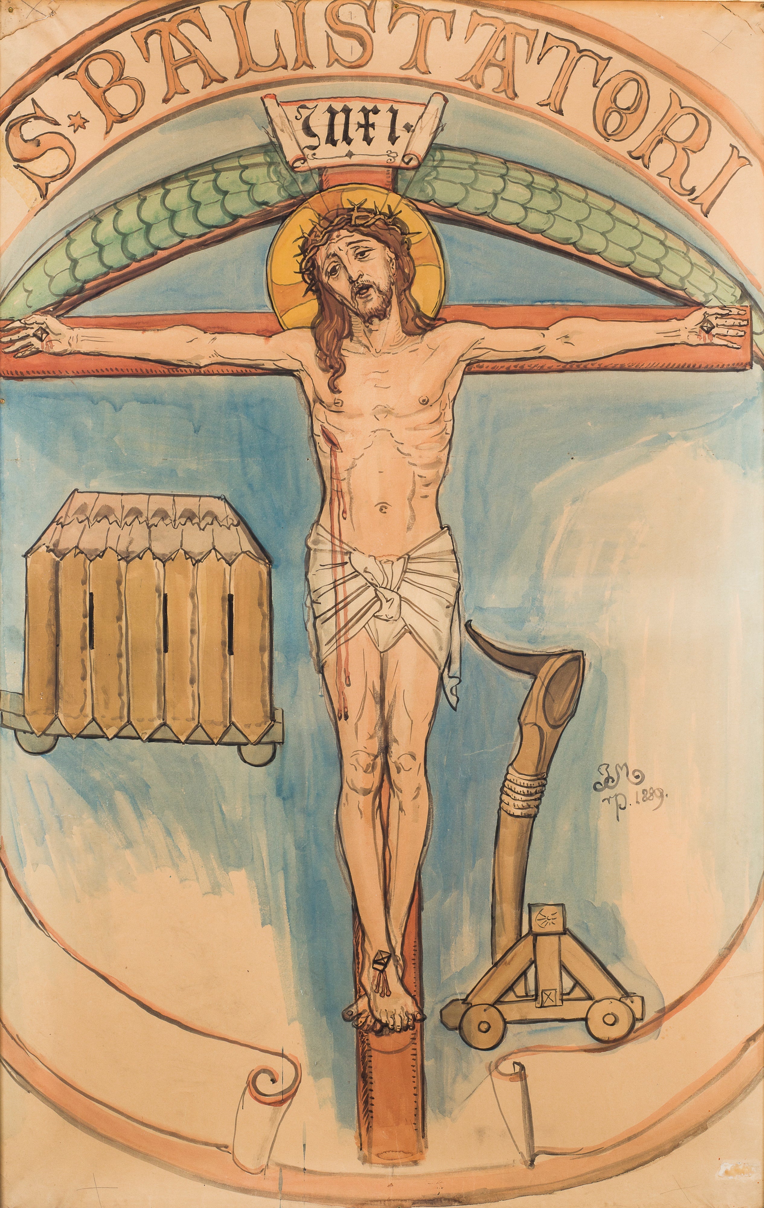 Carton do polichromii Kościoła Mariackiego - Coat of arms of the archers - Jan Matejko